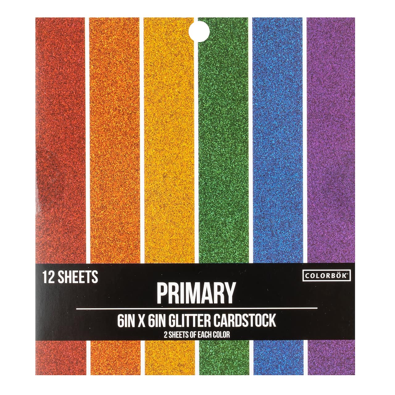 Colorbok® 6" x 6" Primary Glitter Paper Pad, 12 Sheets
